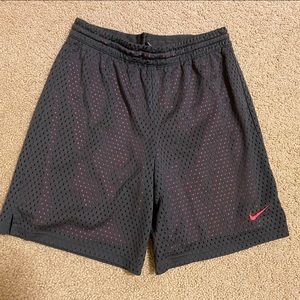 Girls Nike shorts, XL pink with charcoal gray mesh lining